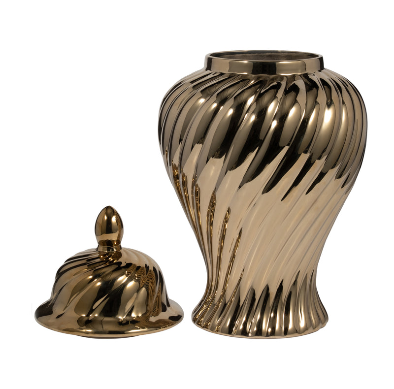 Cer, 20 Swirl Temple Jar, Gold