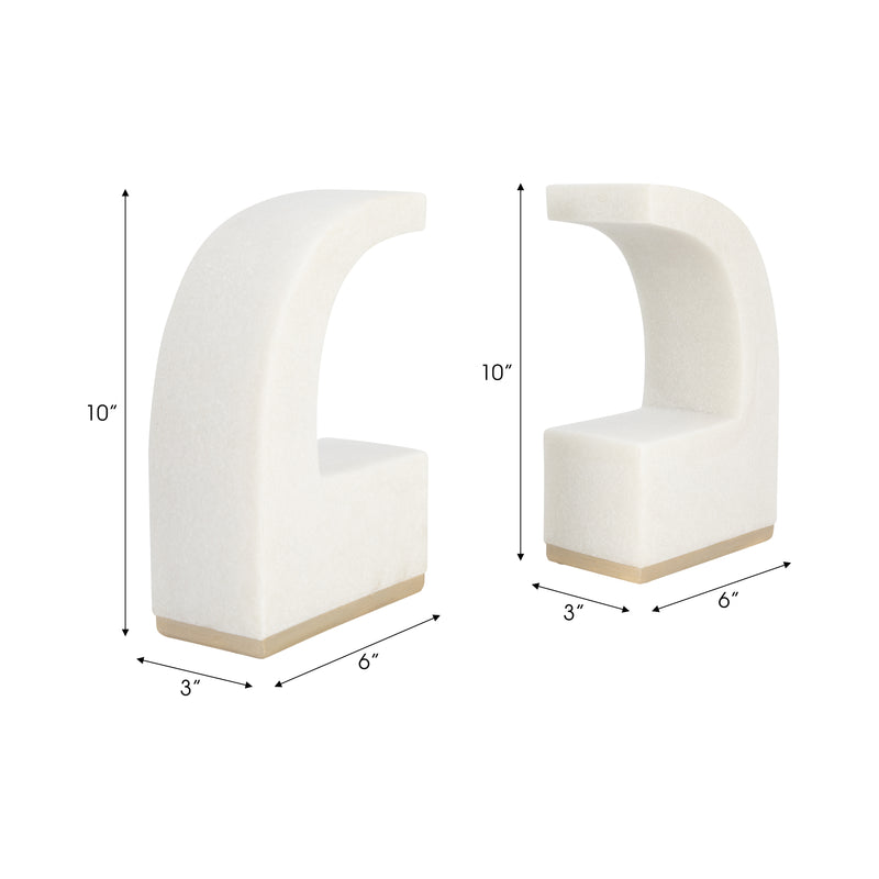 S/2 10 QUOTE BOOKENDS, WHITE