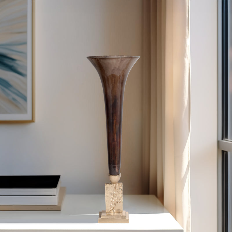 GLASS, 26 TRUMPET VASE, BRONZE