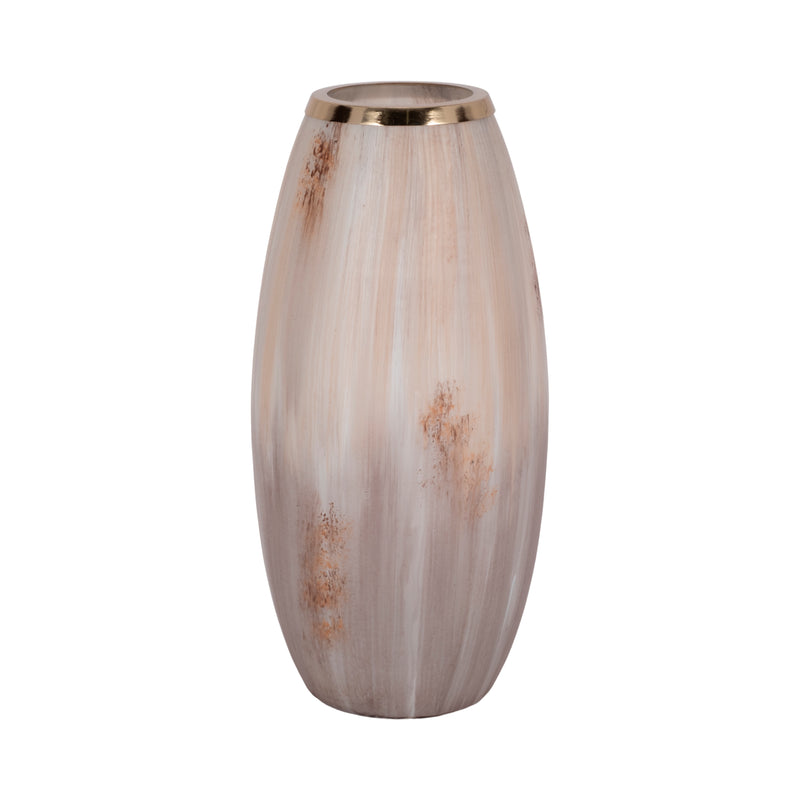 17 Curved Glass Vase Opal Finish, Ivory Multi