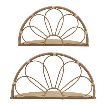 METAL, S/2 11/13 ARCHED FLOWER WALL SHELVES,BROWN