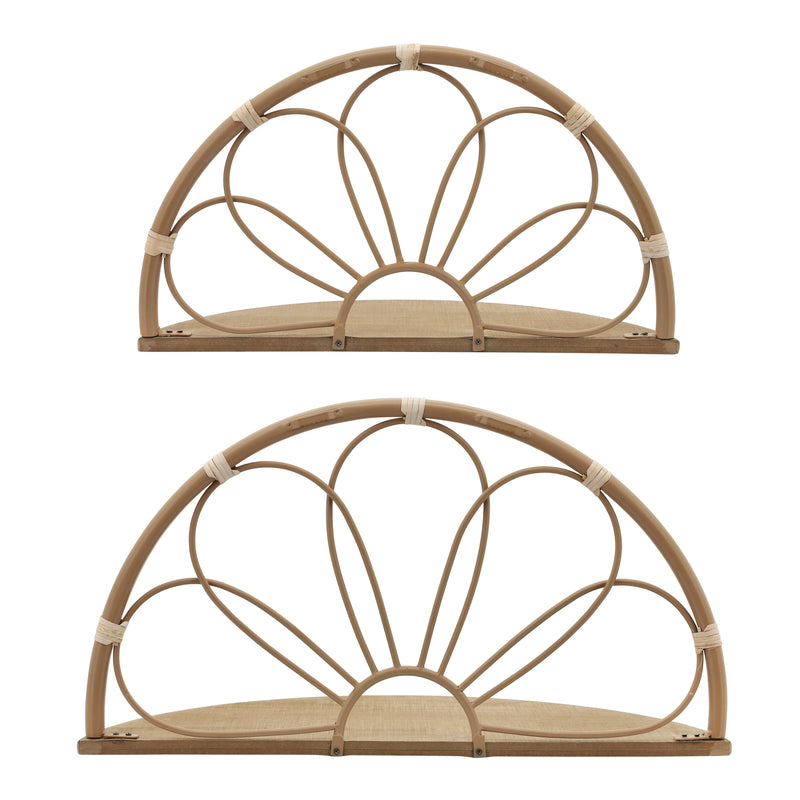 METAL, S/2 11/13 ARCHED FLOWER WALL SHELVES,BROWN