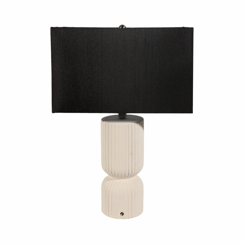 22 Fluted Cylinder Table Lamp, White/black