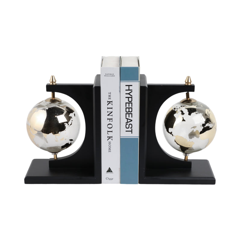 S/2 14 Bardot Glass Globe Bookends