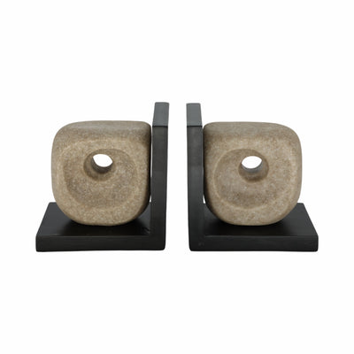 S/2 6 Flowood Brown Quartz Resin Bookends