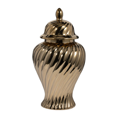 Cer, 20 Swirl Temple Jar, Gold