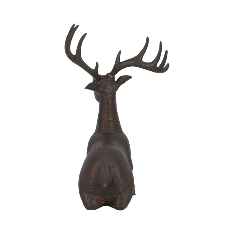 Resin, 11h Laying Reindeer Deco, Brown