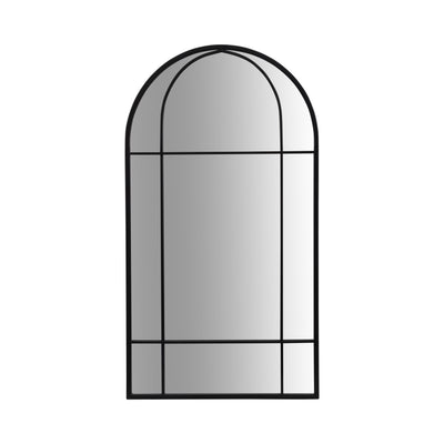 METAL 24X43 ARCH WINDOWPANE MIRROR, BLACK