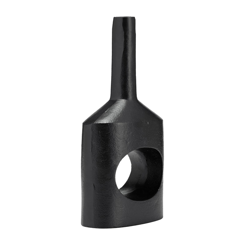 Metal,12H, Small Modern Open Cut Out Vase,Black