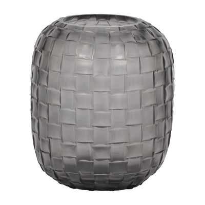 Jordan Glass, 9 Woven Finish Vase, Gray