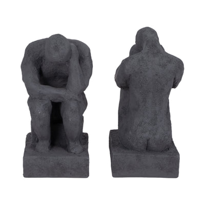 S/2 7 Thinking Man Bookends, Charcoal