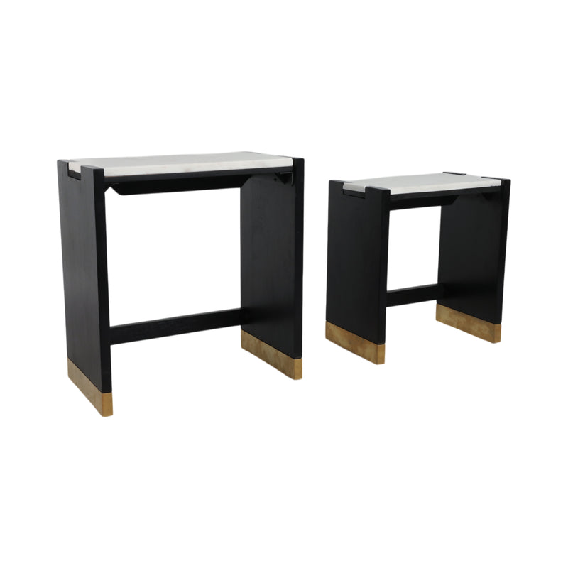 S/2 20/24WALKER ACACIA WD ACCENT TABLES,BLK/2BXS