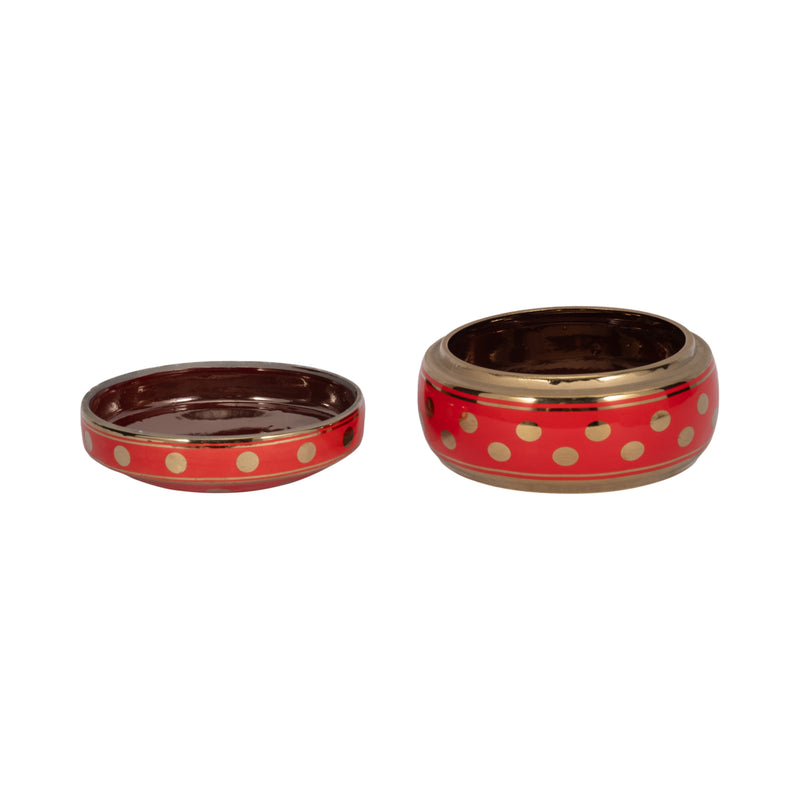 Red/gold Polka Dot Box 7