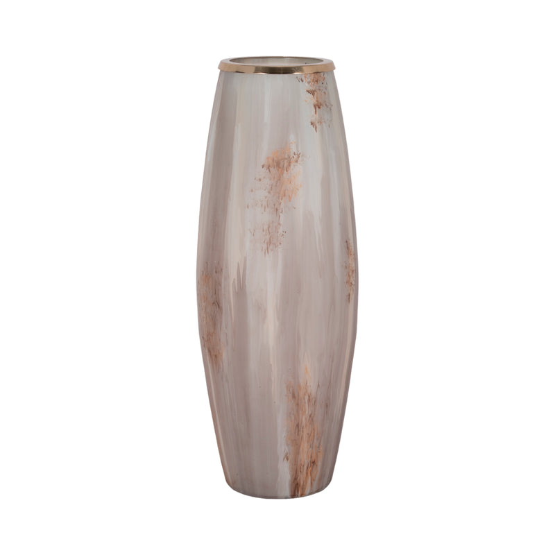 24 Curved Glass Vase Opal Finish, Ivory Multi