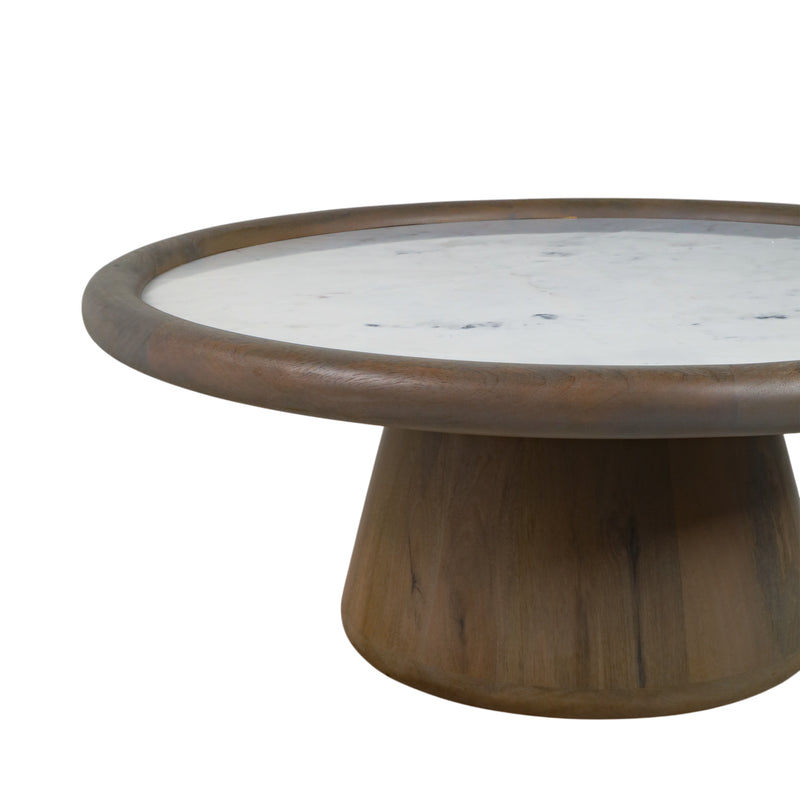 39 Aleena Wood And Marble Coffee Table, Brwn