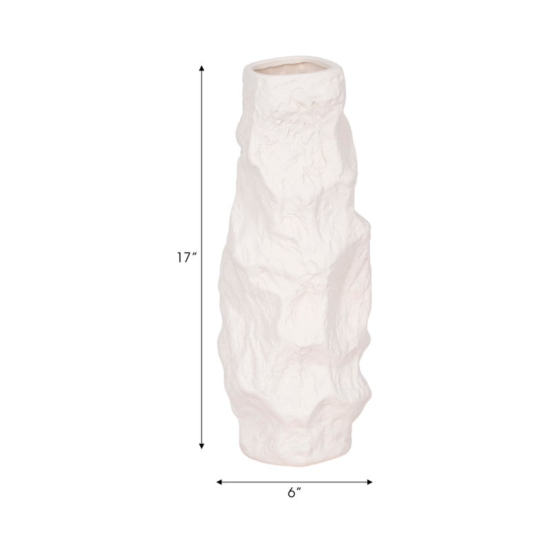 17 Jagged Textured Vase, White