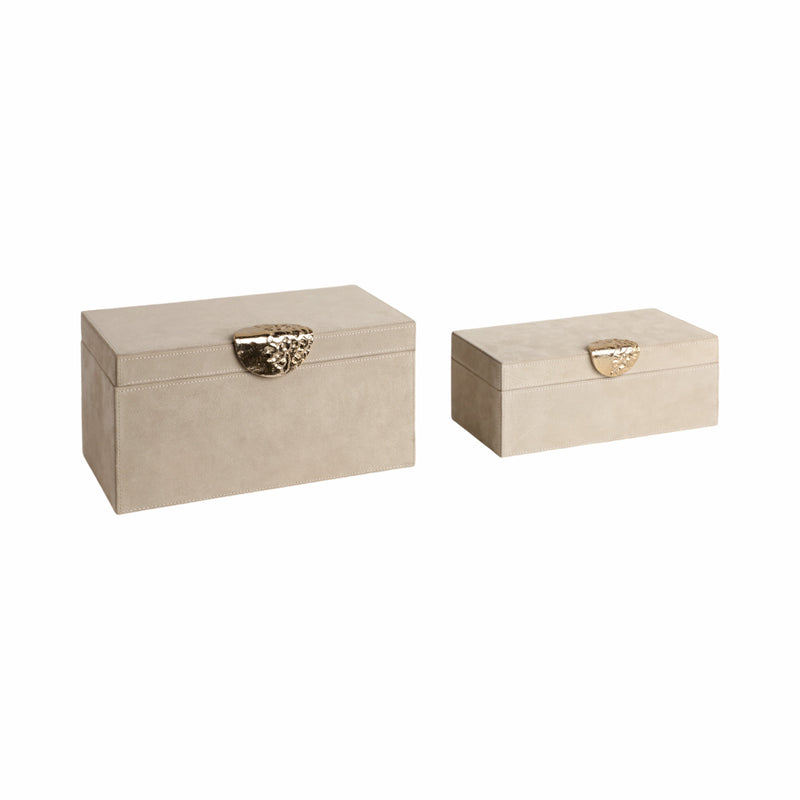 S/2 10/12 Pretoria Suede Boxes W/metak Hardware,