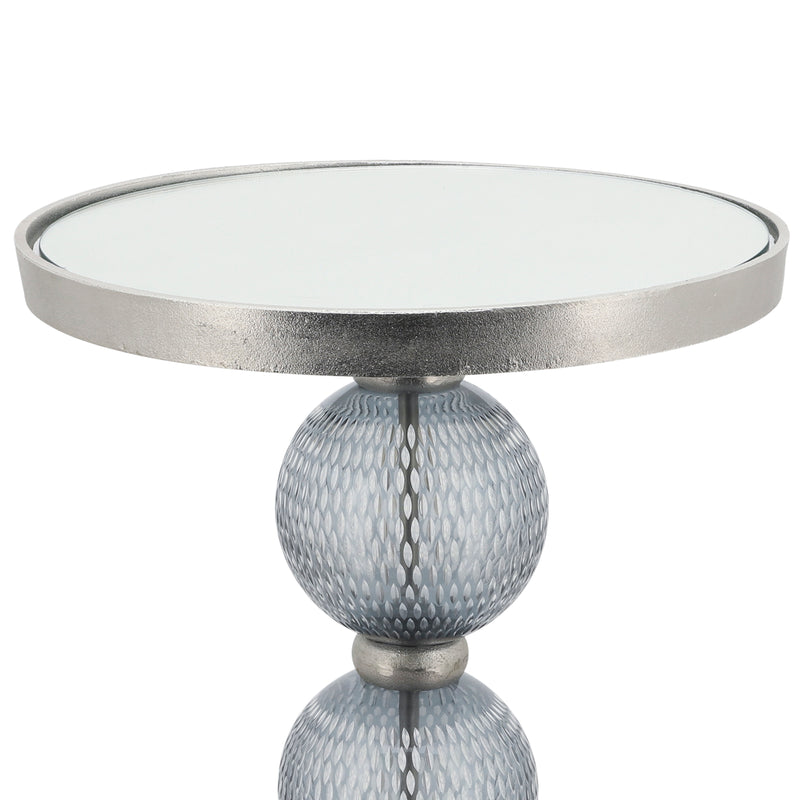 METAL, 22H ORB SIDE TABLE, MIRROR TOP, GRY/BRNZ