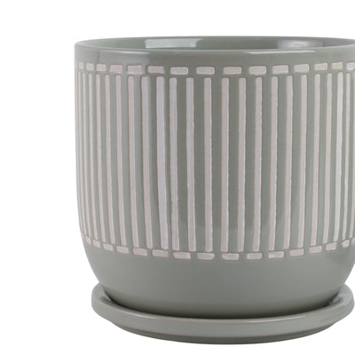 Cer?s/2  6/8 Planter W/ Saucer, Gray