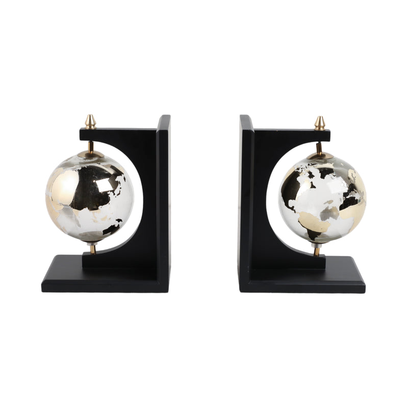 S/2 14 Bardot Glass Globe Bookends