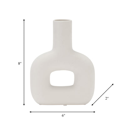 DOL, 8 OPEN CUT VASE, WHITE