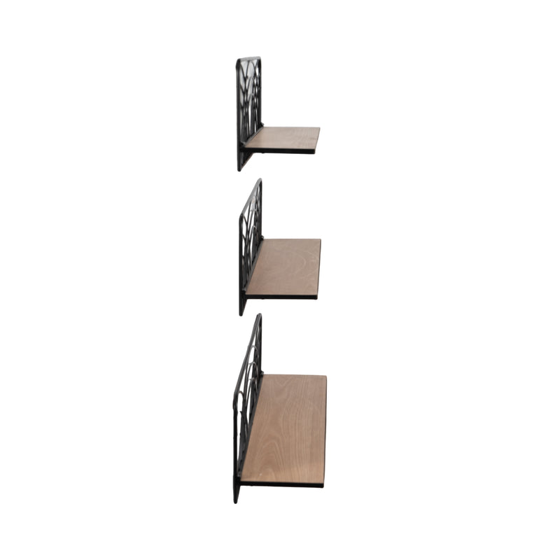 S/3 19/21/24 Wall Shelves, Natural/black