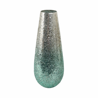 18 Crackled Vase, Green Ombre