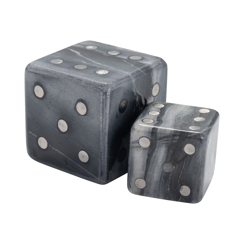 S/2 3/4 Mistry Grey Marble Dice