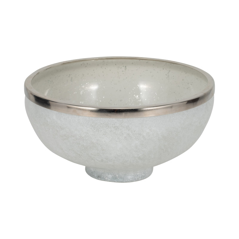 GLASS,13,BOWL W/RING DECO,WHITE