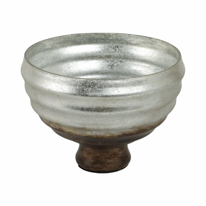 9 Glass Pedestal Bowl Ombre Finish, Multi