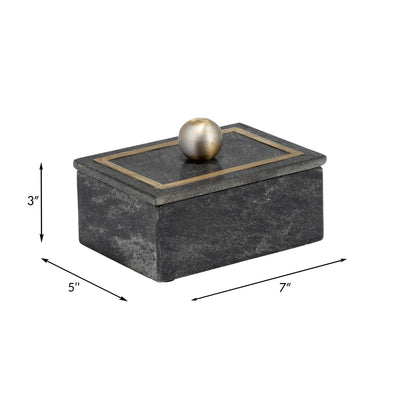 Marble, 7X5 Rectangular Box - Knob, Black