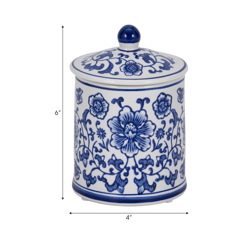 Cer, 6 8oz Chinoiserie Scntd Candle W/lid,wht/blu