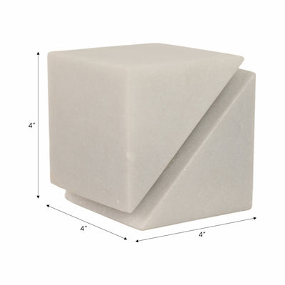 4 Cut Marble Cube, White