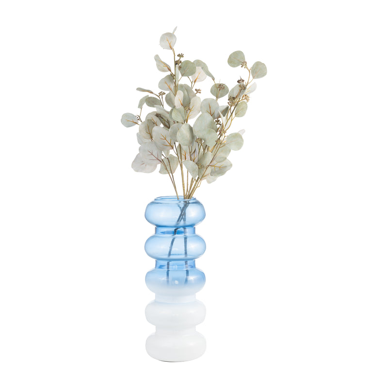 GLASS, 17H ACCORDION VASE, BLUE