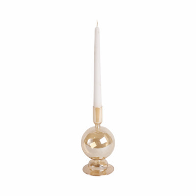 7 Glass Bubble Taper Candle Holder, Gold Luster