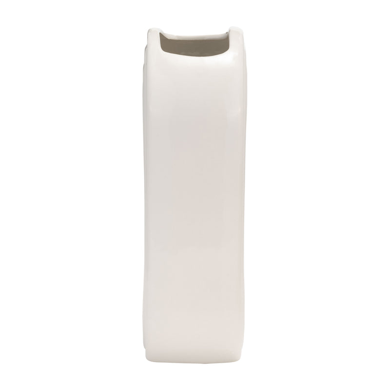 CER, 11 OVAL RIDGED VASE, WHITE