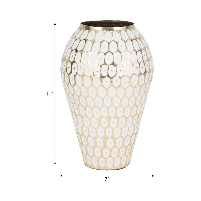 METAL, 11 TRIBAL URN VASE, GOLD