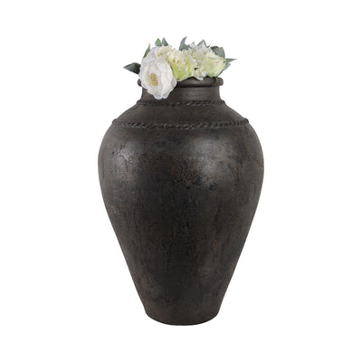 30 Terracotta Floor Vase, Rustic Black