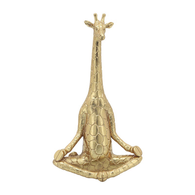 POLYRESIN,S/3,12H, YOGA GIRAFFE, GOLD