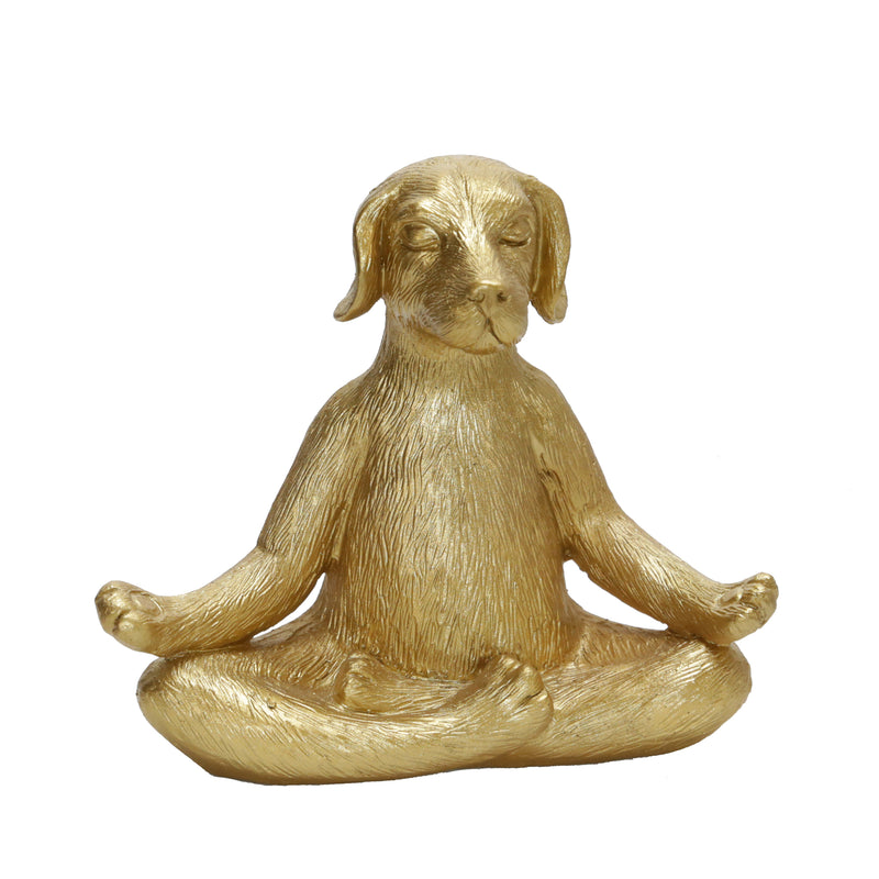 Polyresin 7 Yoga Dog, Gold