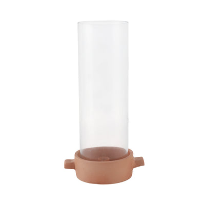 13x7 Terracotta Hurricane Taper Holder, Natural