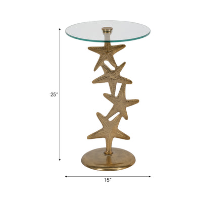 Metal/glass 15d/25h,gold Starfish Sidetable Kd