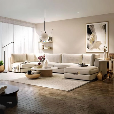 Rawnaq - U-shaped sofa, off-white color