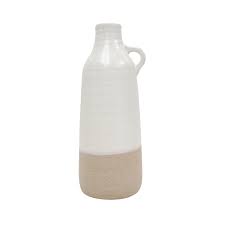 CER, 14 BOTTLE VASE, WHITE/TAN