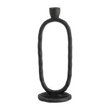 METAL, 11 OPEN OVAL TAPER CANDLEHOLDER, BLACK