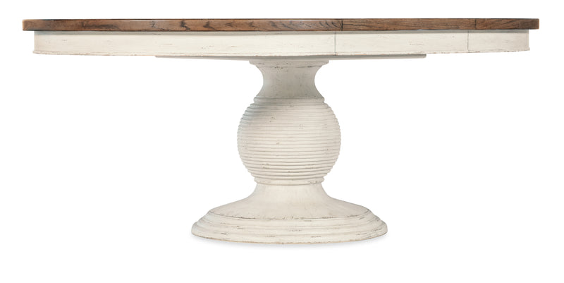 Americana Round Pedestal Dining Table with 1-22in Leaf