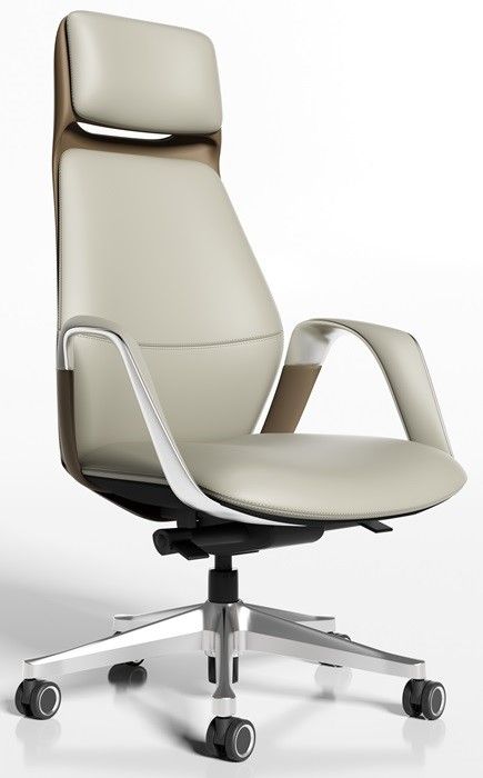 High back chair Cream Brown