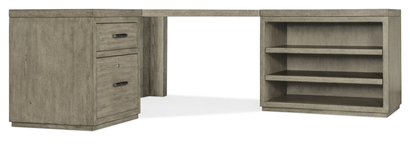 Linville Falls Corner Desk with File and Open Desk Cabinet