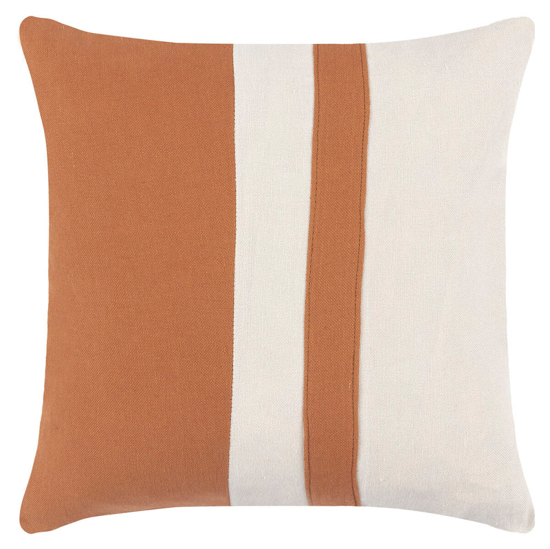 Cream and Terracotta Linen Throw Pillow