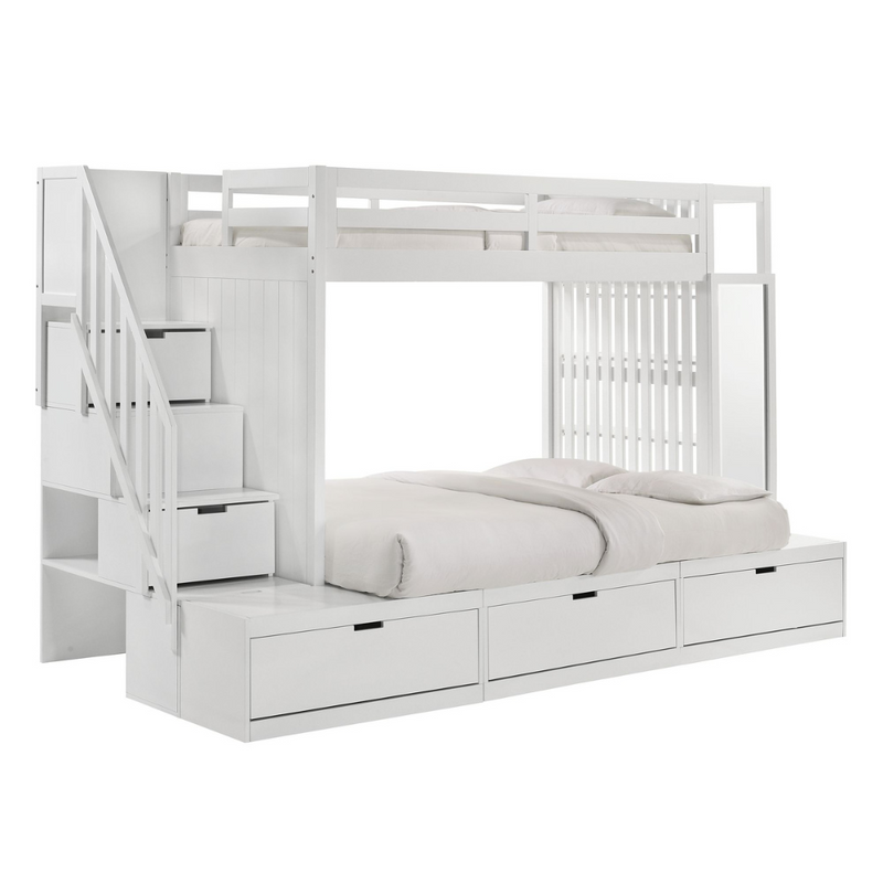 Brian Twin Over Full Bunk Bed W/Three Storage Drawers In White (6630958334048)